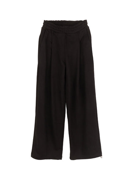 pintuck-wide-leg-sweatpants-ca504 / Black