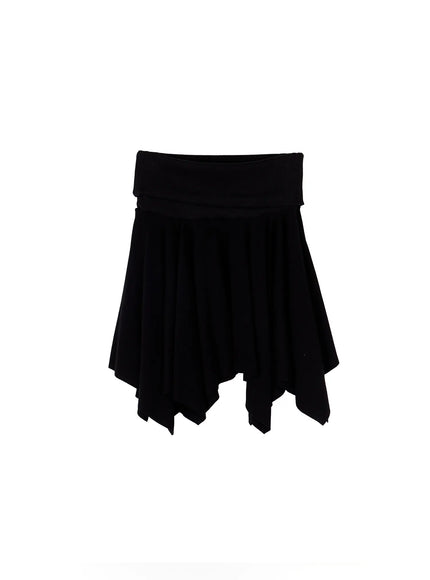 Flowy Handkerchief Hem Mini Skirt CA514