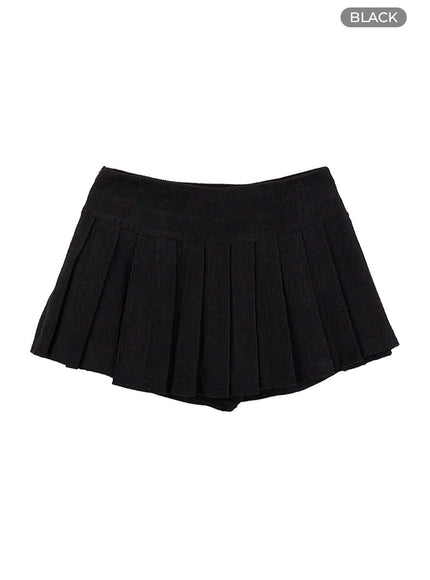 pleated-corduroy-mini-skirt-co424 / Black