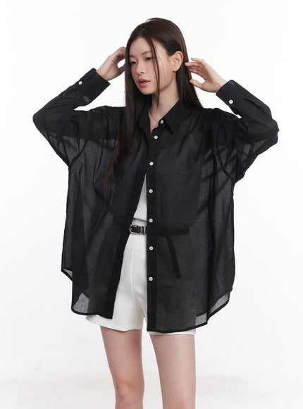 sheer-cotton-collared-shirt-cy515 / Black