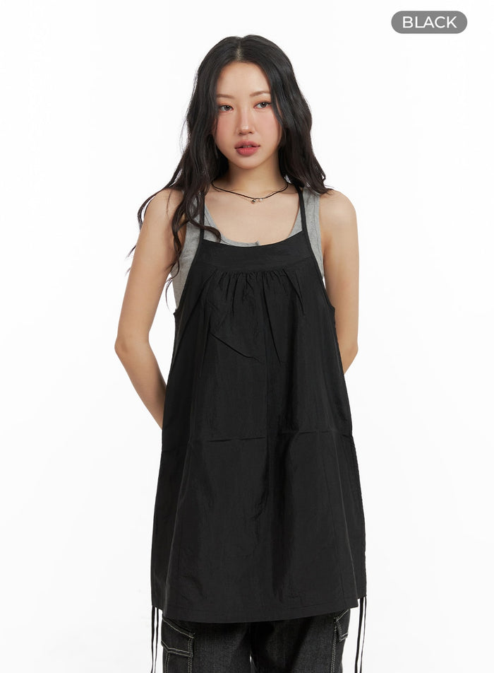 side-drawstring-cami-mini-dress-cm425 / Black