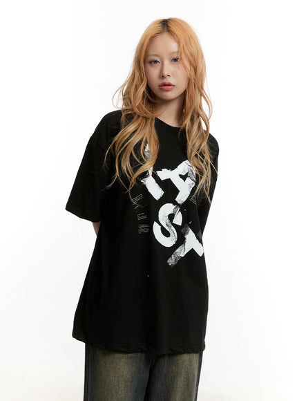 oversized-graphic-t-shirt-cy506 / Black