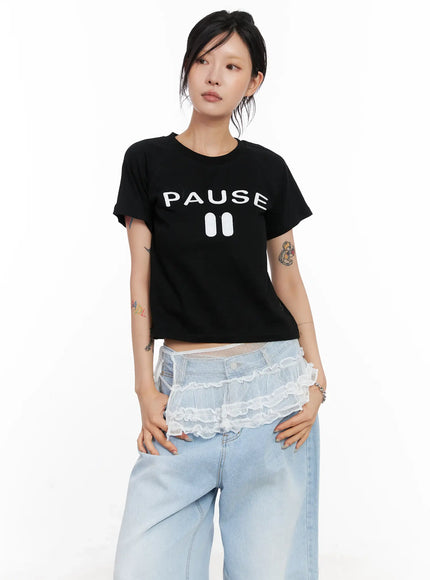 pause-graphic-cropped-tee-cl528 / Black