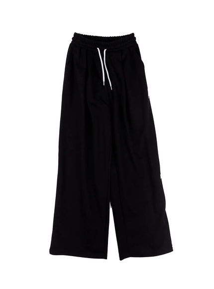 pintuck-wide-leg-sweatpants-cs519 / Black