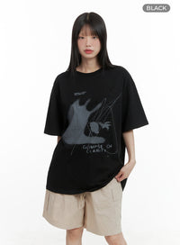 oversized-graphic-tee-cl412 / Black