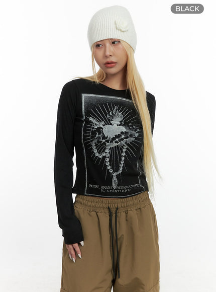 softcotton-graphic-long-sleeve-cs426 / Black