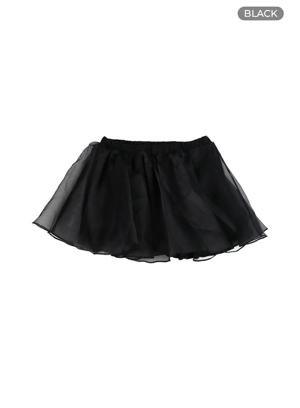 mesh-layered-flare-banded-mini-skirt-cm425 / Black