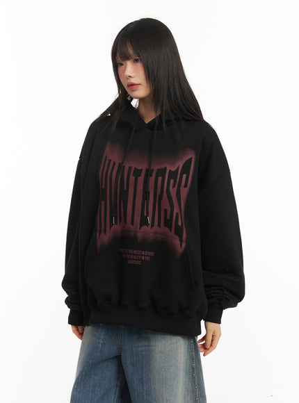 graphic-oversized-hoodie-cf519 / Black