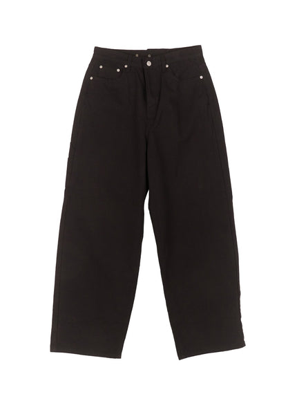 pocket-wide-leg-cotton-pants-cm510 / Black
