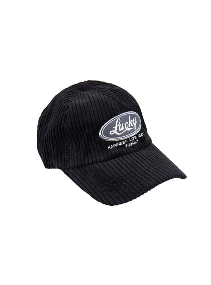 corduroy-embroidered-hat-cj515 / Black