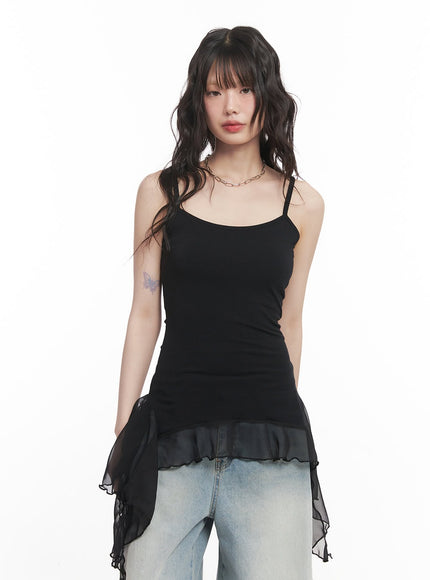frilly-flared-cami-top-cm520 / Black