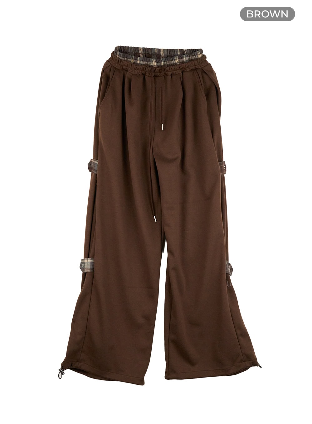 side-buckle-oversized-sweatpants-cg423 / Brown