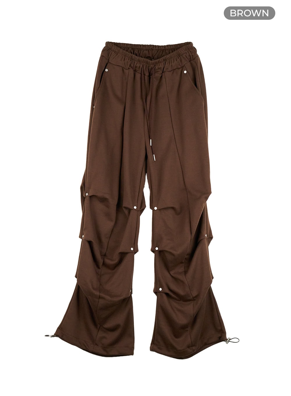 cotton-pintuck-banded-sweatpants-cs405 / Brown