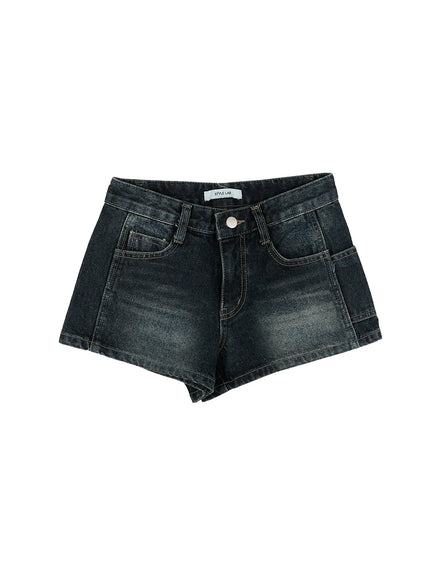 washed-cargo-denim-shorts-cg518 / Dark blue