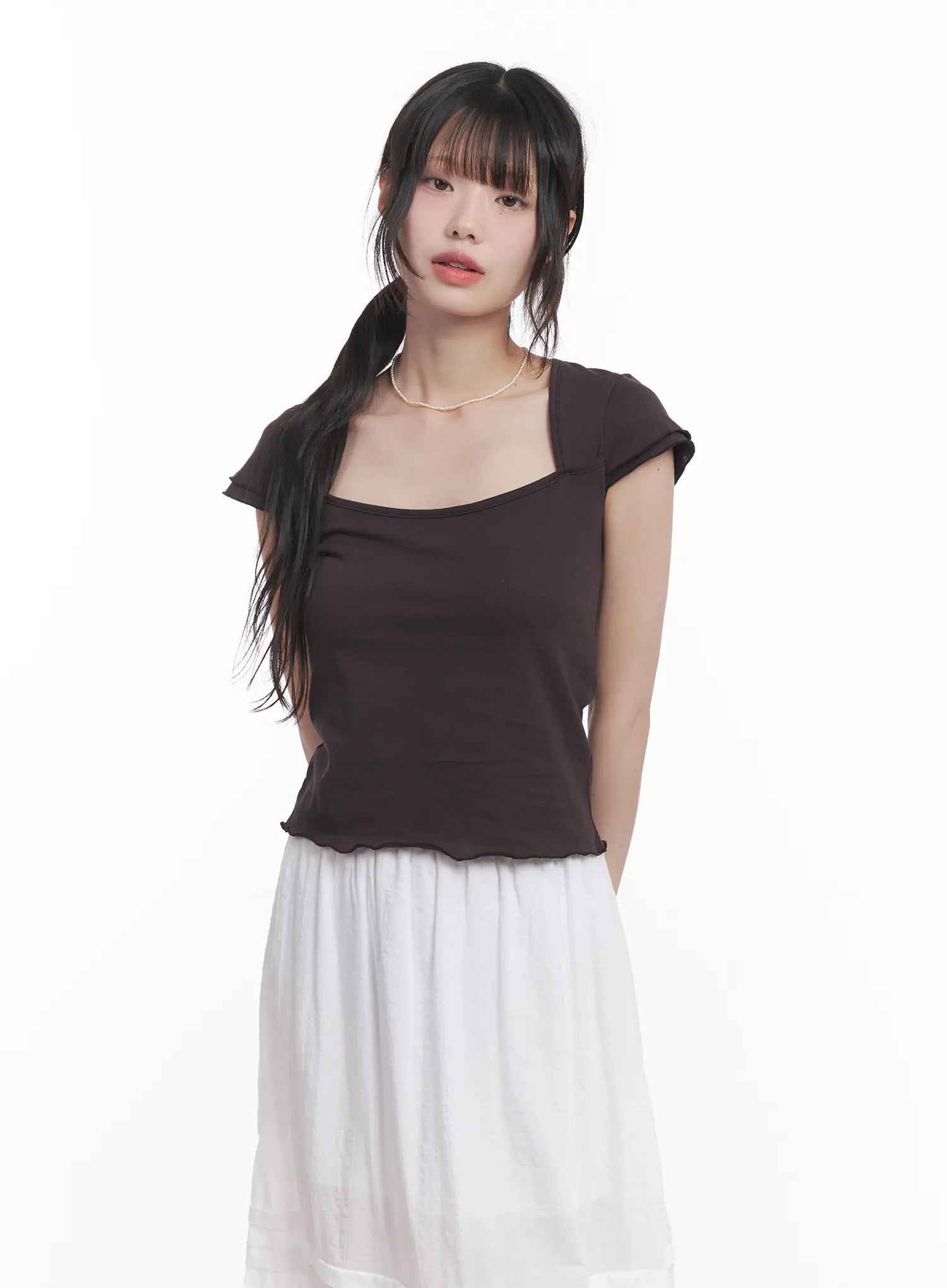 square-neck-crop-top-cu519 / Dark brown