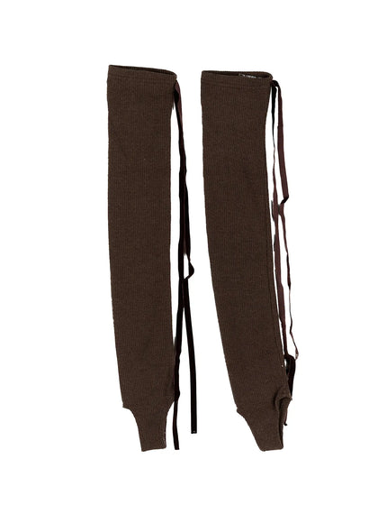 tie-up-knee-high-leg-warmers-cg519 / Dark brown