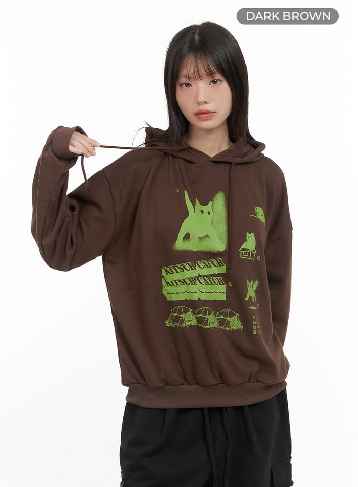 chic-graphic-hooded-sweatshirt-cs412 / Dark brown