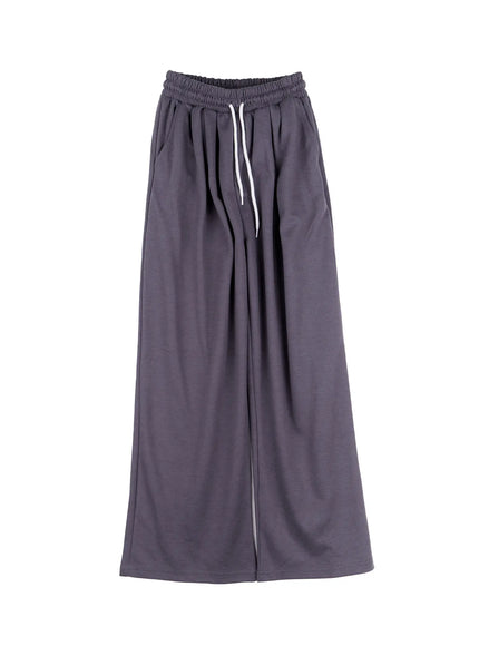 elastic-waist-pintuck-sweatpants-cs523 / Dark gray