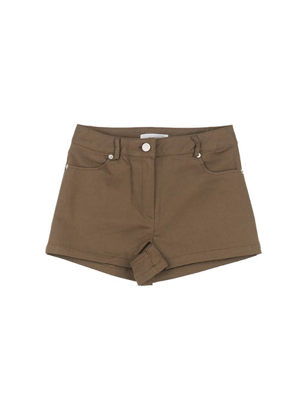 high-waisted-cotton-shorts-cy527 / Dark green