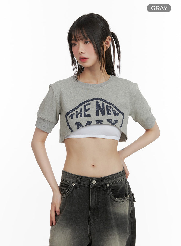 lettering-cropped-tee-ca418 / Gray