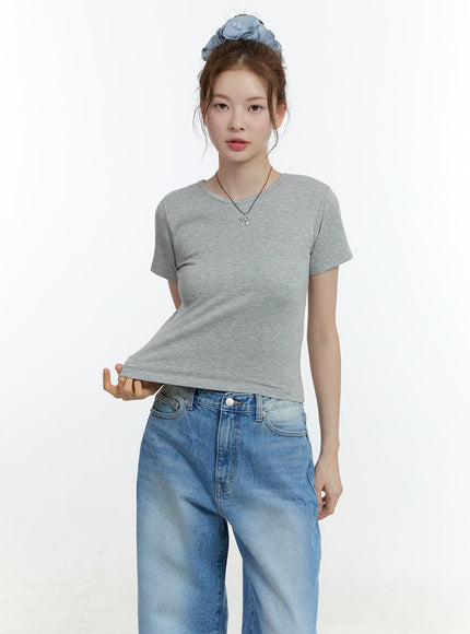 basic-short-sleeve-top-cf503 / Gray