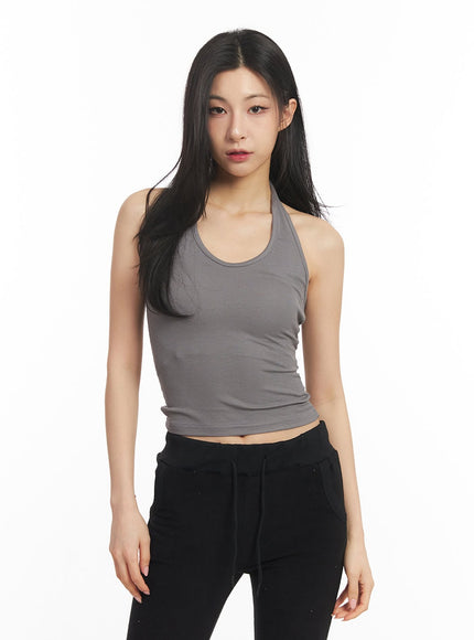 essential-halter-crop-tank-top-ca503 / Gray