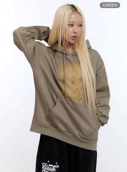 oversized-star-graphic-hoodie-co422 / Green