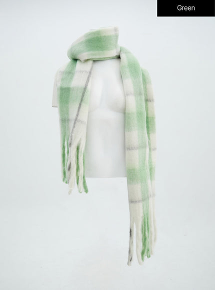 plaid-long-scarf-in316 / Green