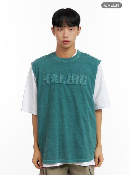 mens-oversize-contrasting-t-shirt-cl429 / Green