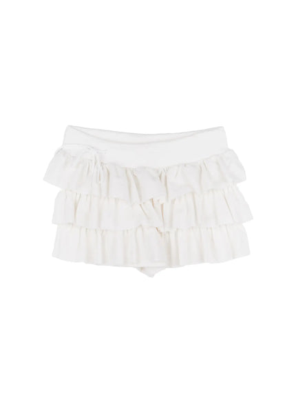 ruffle-layered-mini-skirt-cl501 / White