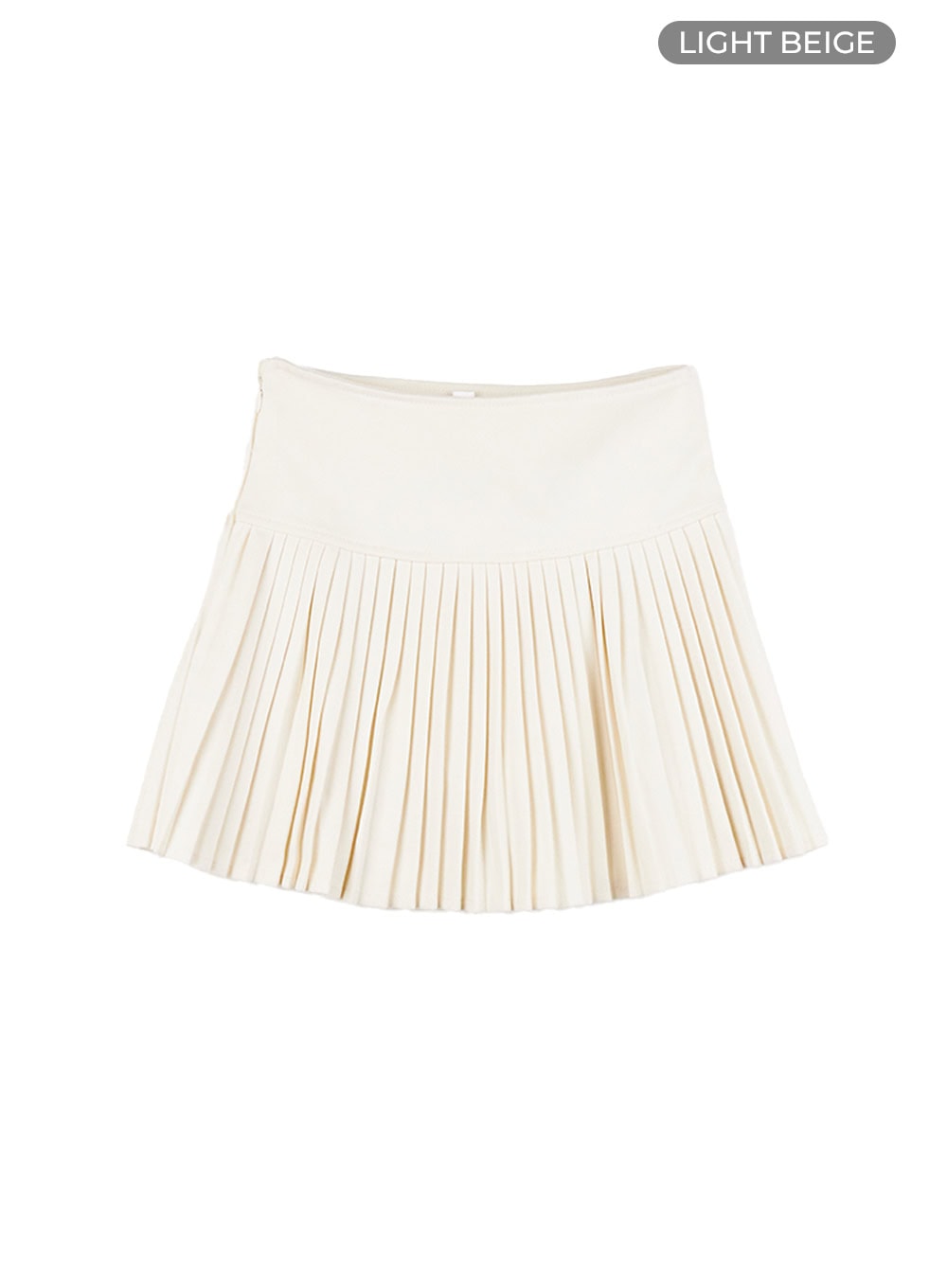 side-zip-up-pleated-mini-skirt-cs420 / Light beige