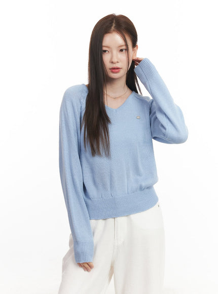 cozy-v-neck-sweater-ca502 / Light blue