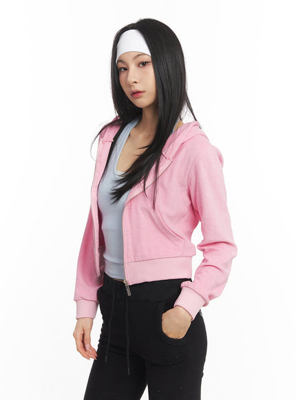 hot-velvet-hooded-crop-jacket-ca503 / Pink