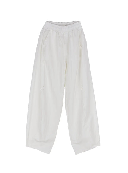 wide-leg-eyelet-nylon-pants-cu511 / White