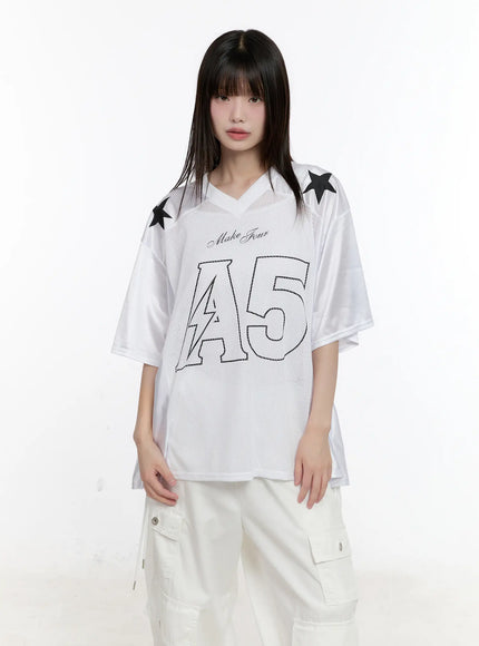 oversized-graphic-jersey-top-cl507 / White