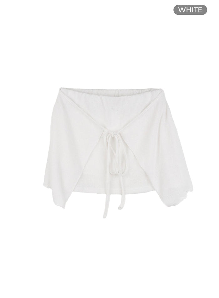 wrap-tie-mini-skirt-set-cl418 / White