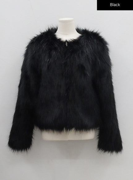 Faux Fur Hook Cropped Jacket CD21