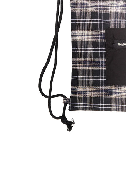 Checkered Cotton Drawstring Backpack CO521