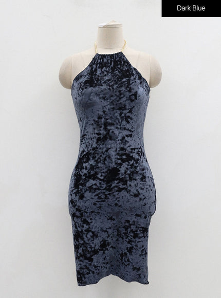 Velvet Sleeveless Neck Chain Mini Dress BD23