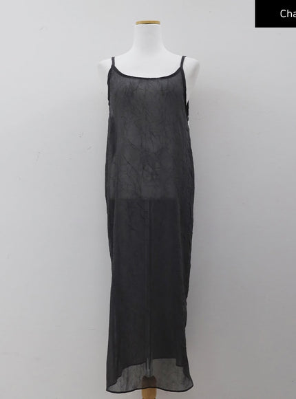 Wrinkle Sheer Cami Maxi Dress CJ08