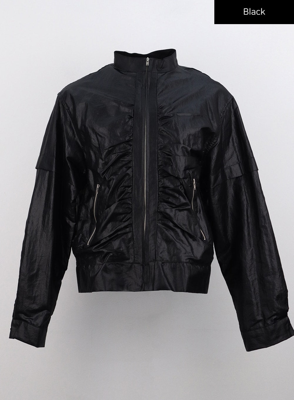 Black shiny hotsell bomber jacket