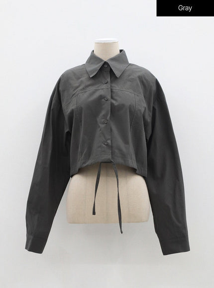 String Detail Cropped Shirt OF310