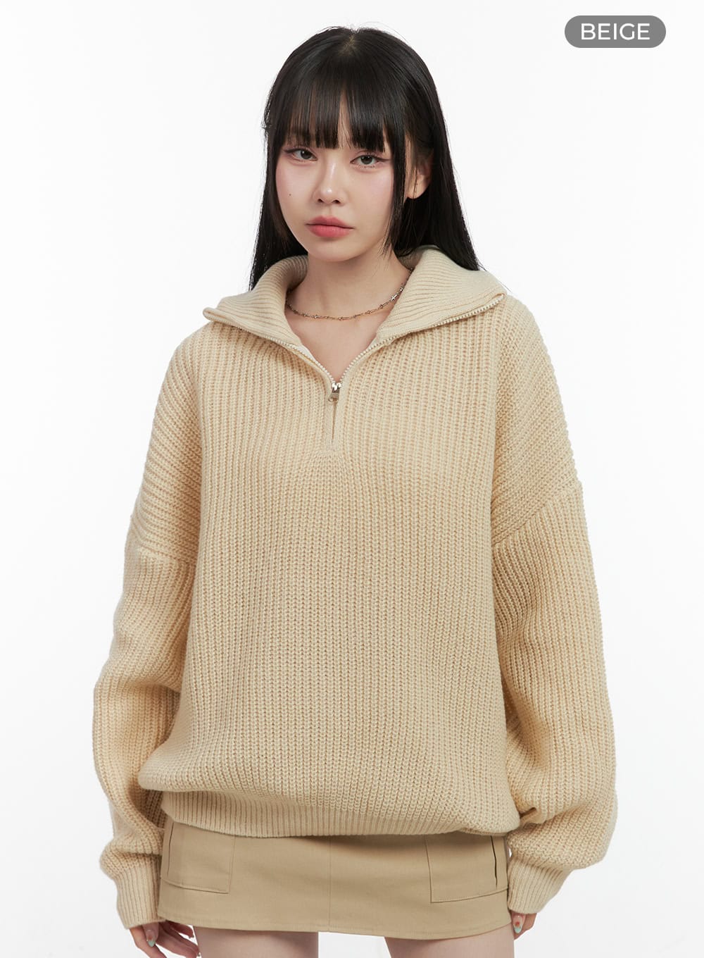 cozychic-half-zip-sweater-os410 / Beige