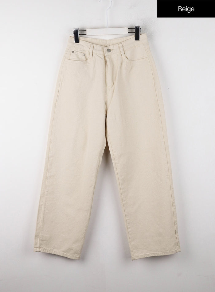 denim-high-waist-wide-leg-jeans-oj302 / Beige