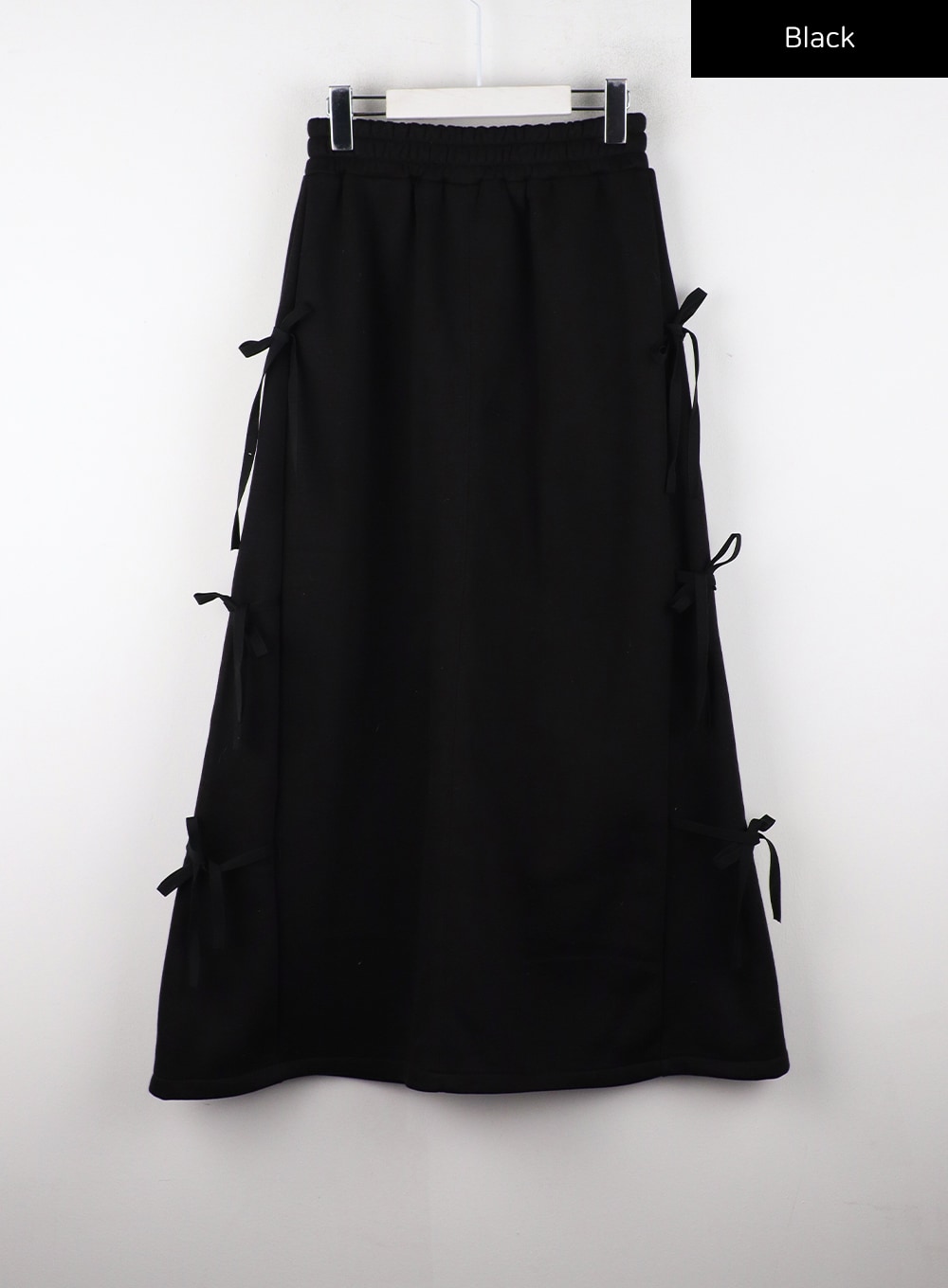 balletcore-ribbon-side-slit-maxi-skirt-cd319 / Black