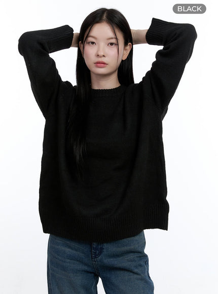 comfy-wool-round-neck-pullover-oo429 / Black