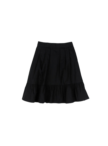 cotton-tiered-midi-skirt-cg507 / Black