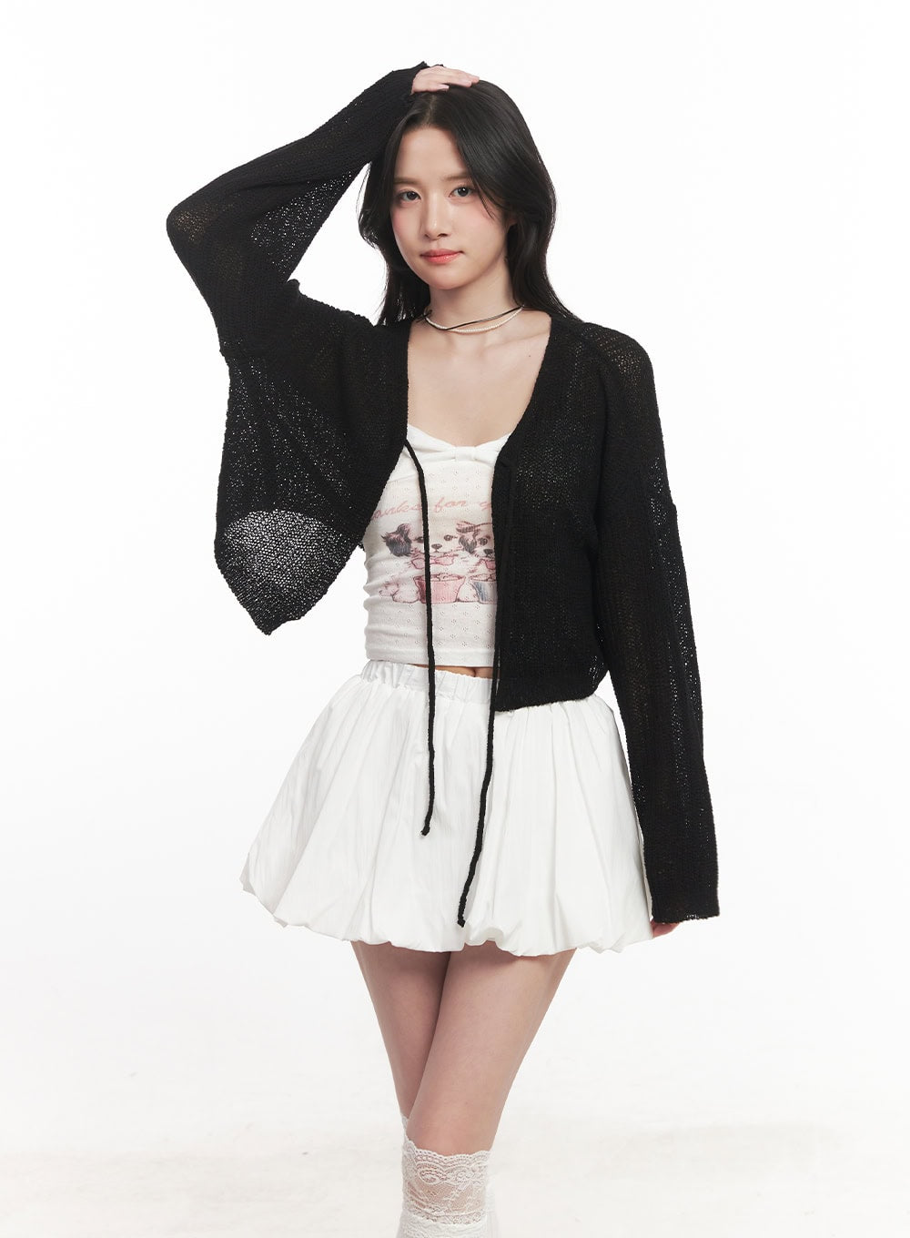 Tie-Up Cropped Cardigan CA510