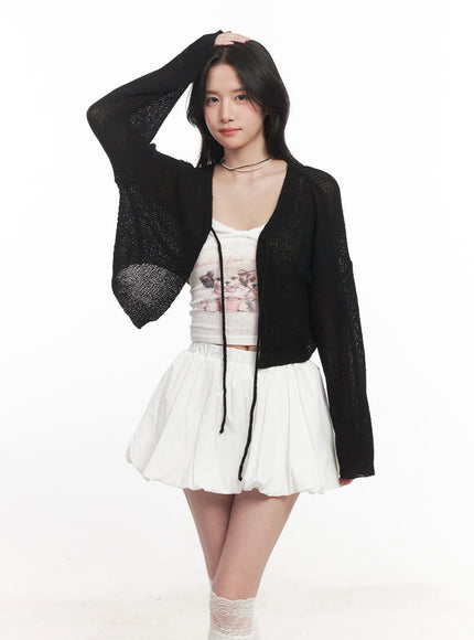 Tie-Up Cropped Cardigan CA510