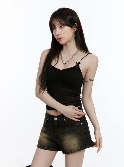 ribbon-crop-tank-top-ca503 / Black